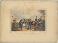 Old Handcolored Print of a Regiment of the Belgium Army, 1833