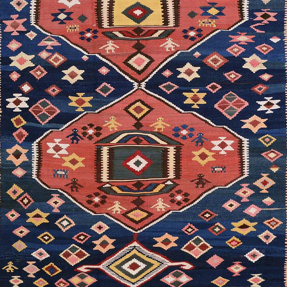 Azerbaijani Mid-20th Century Handwoven Caucasian Kilim Carpet For Sale