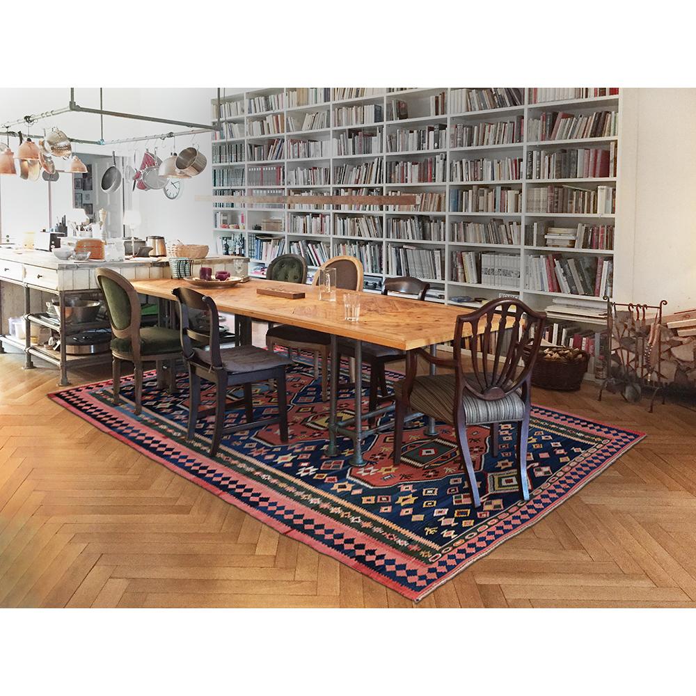 Wool Mid-20th Century Handwoven Caucasian Kilim Carpet For Sale