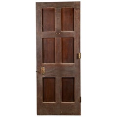 Vintage Old Hardwood Six Paneled Door, 20th Century