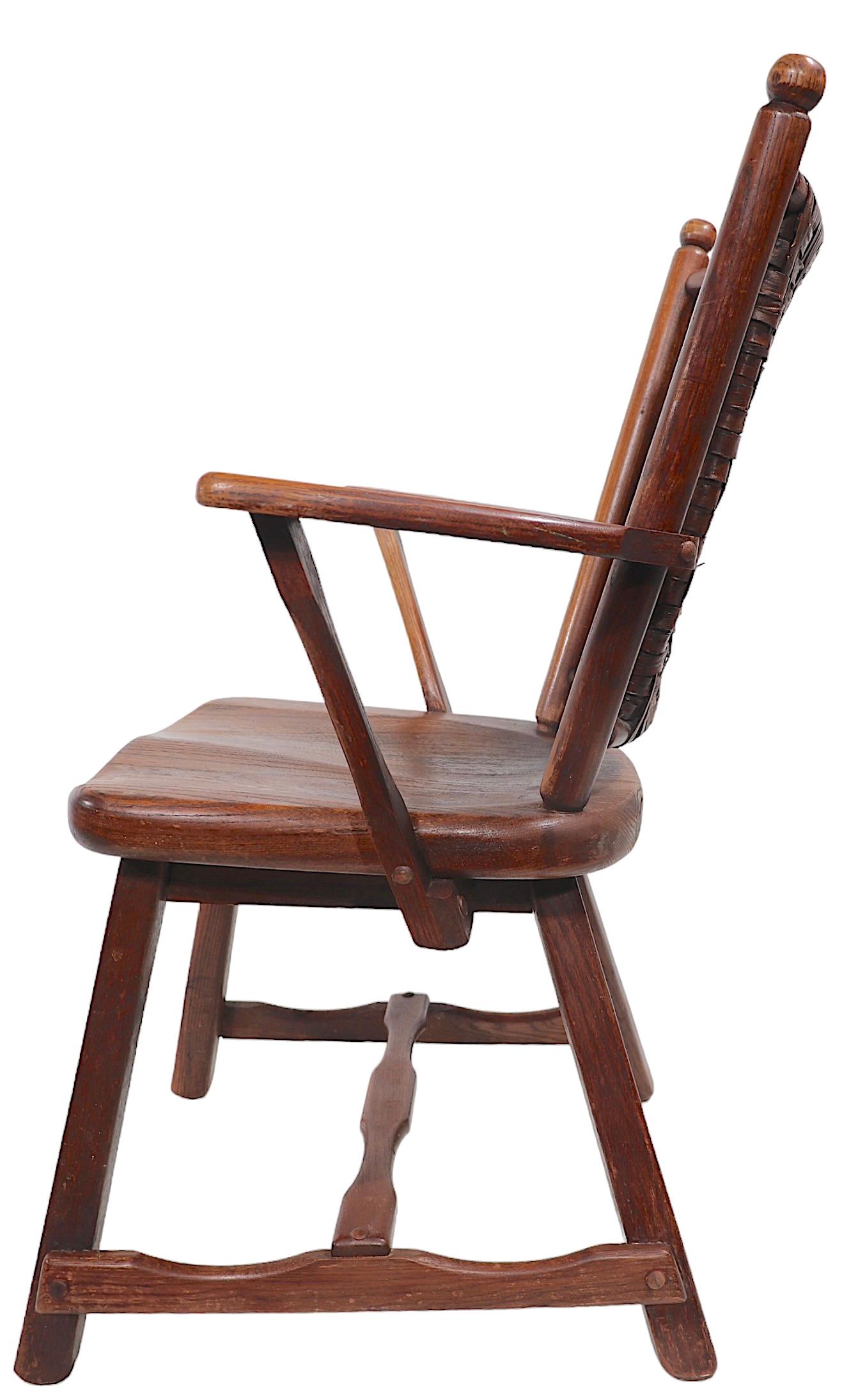 Rustique Old Hickory American Provincial Paddle Arm Lounge Chair c 1940's en vente