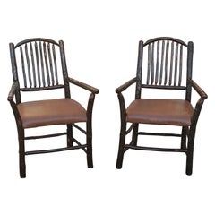 Old Hickory Armchairs, Pair