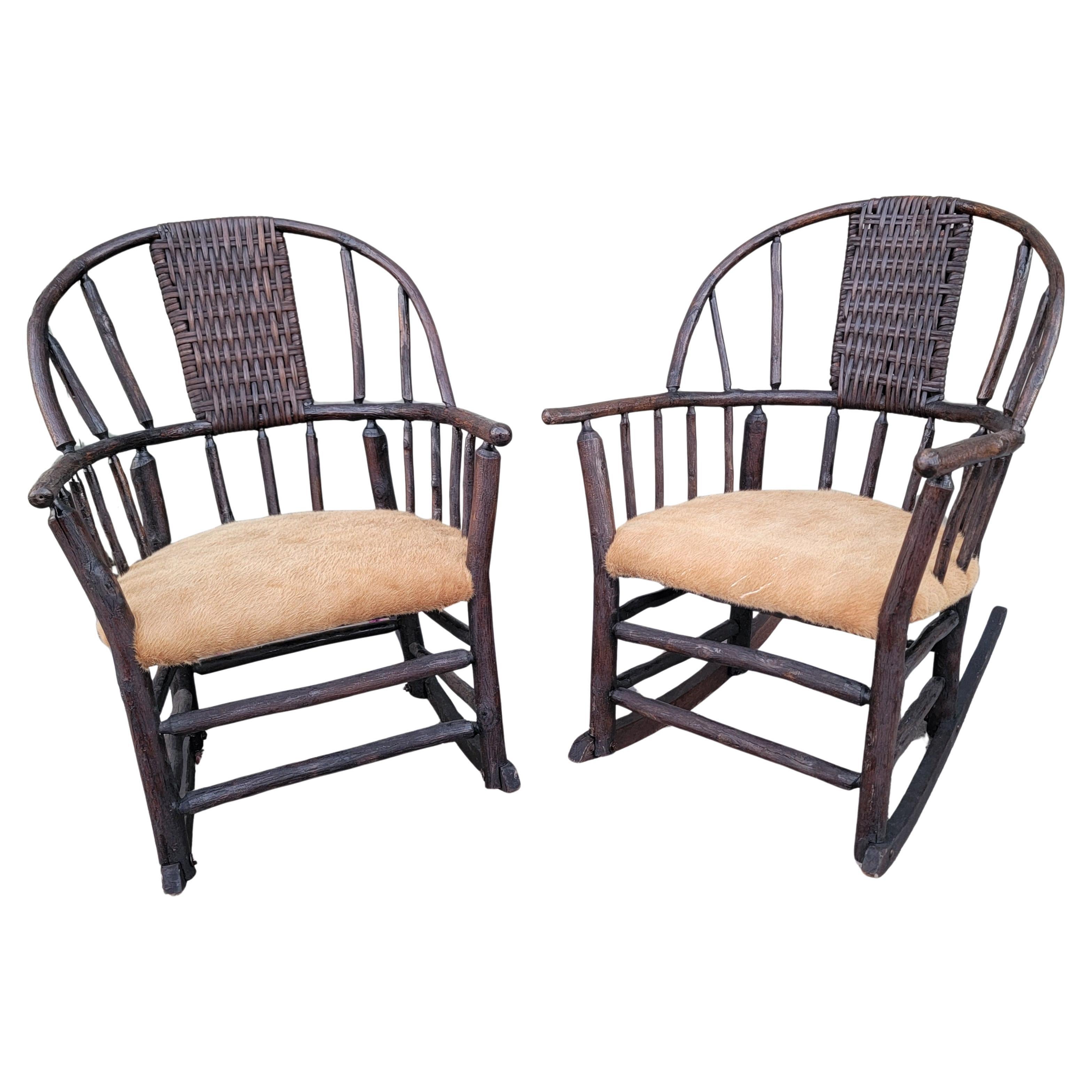 Old Hickory Barrel Back Chairs -Pair