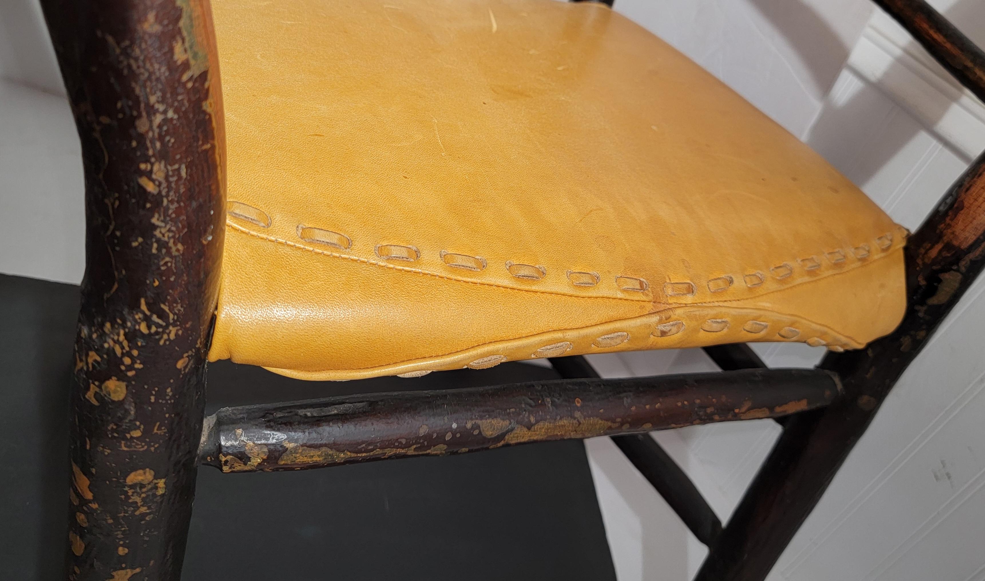 Old Hickory Barrel Back Leather Arm Chair 3