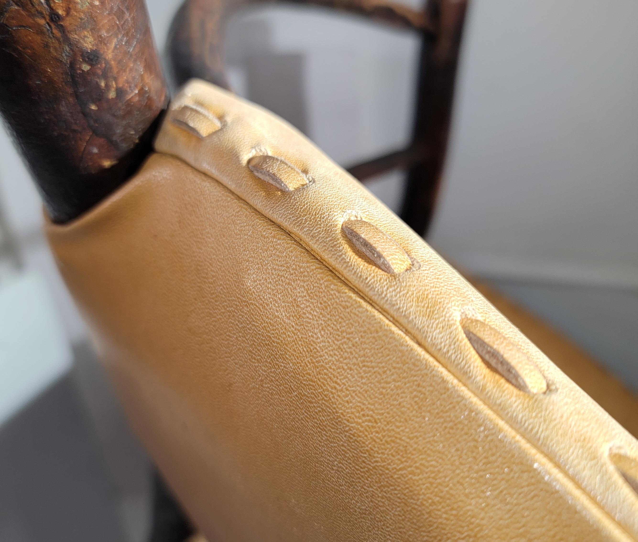 Old Hickory Barrel Back Leather Arm Chair 4