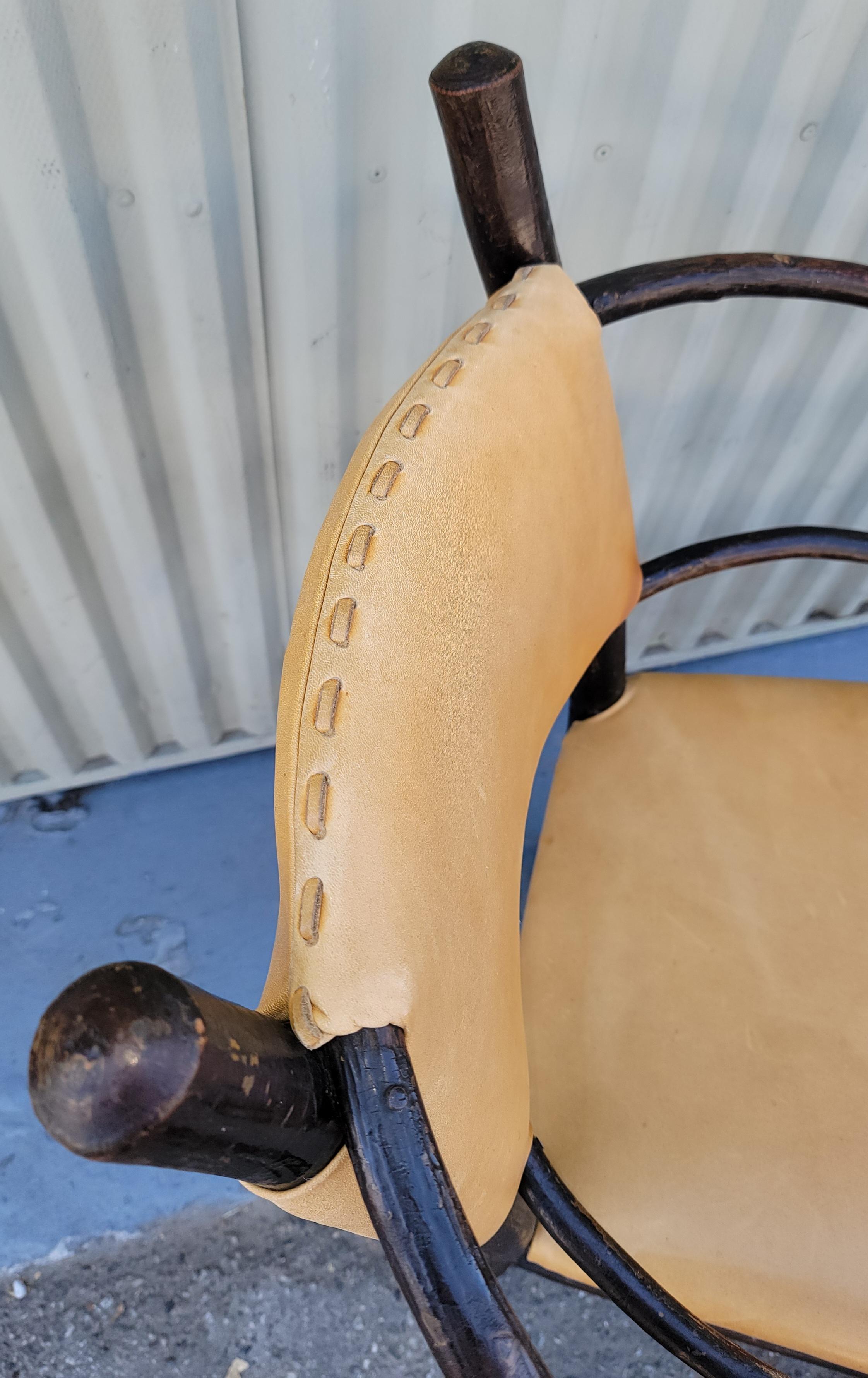 Old Hickory Barrel Back Leather Arm Chair 1