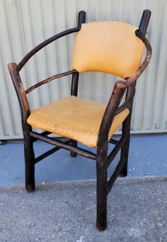 Old Hickory Barrel Back Leather Arm Chair