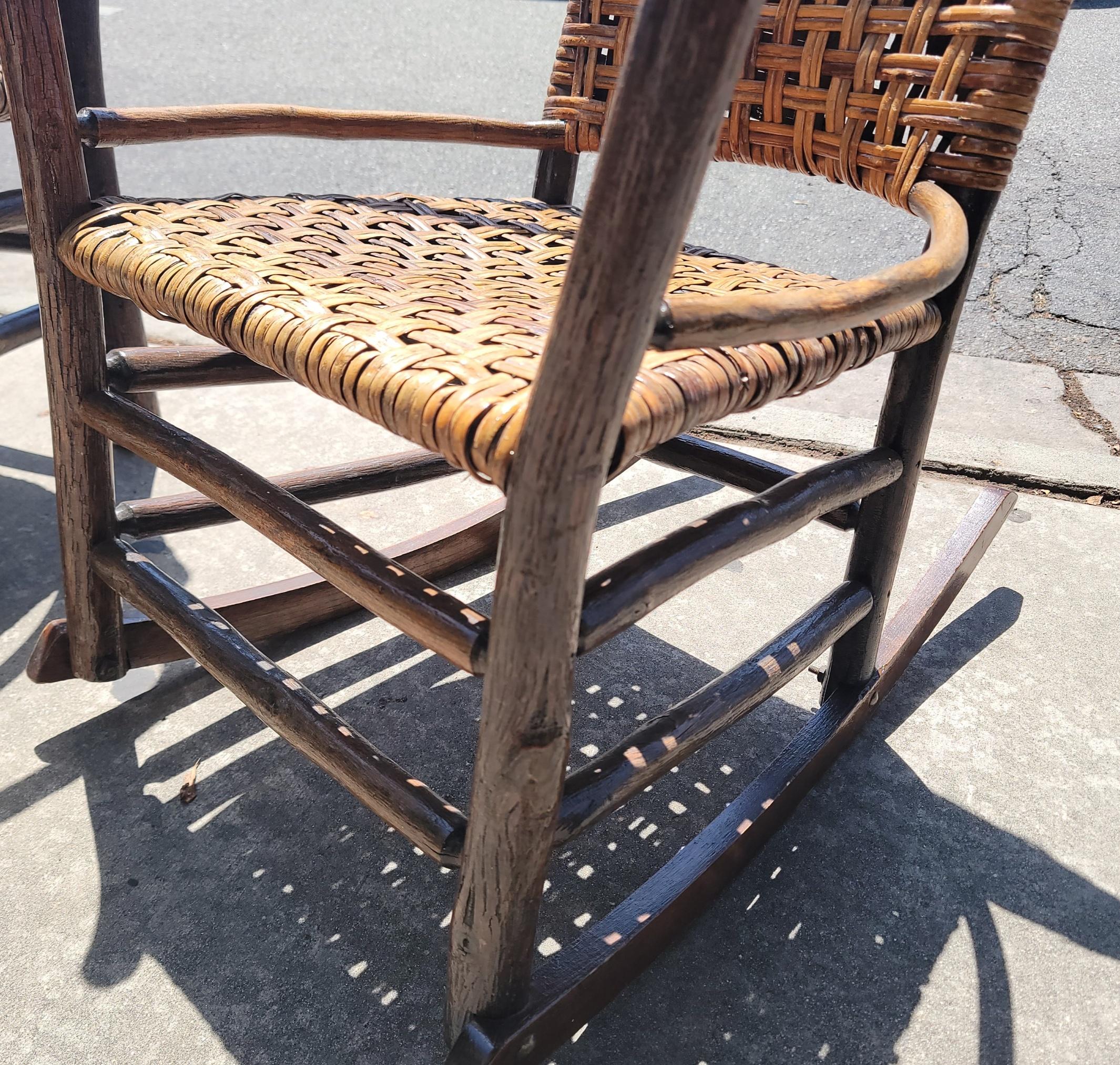 American Old Hickory Barrel Back Rocking Chair For Sale