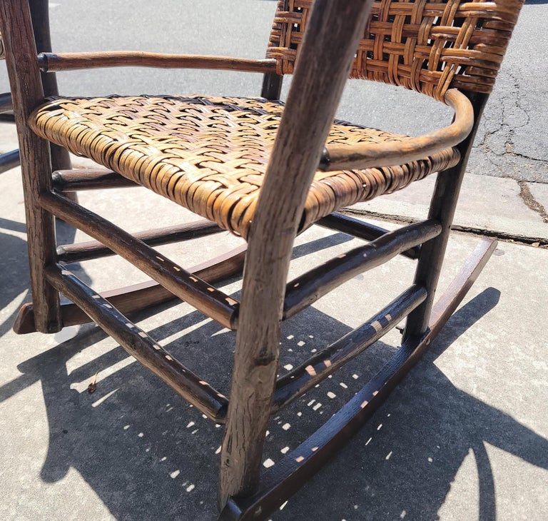 Hand-Crafted Old Hickory Barrel Back Rocking Chair For Sale