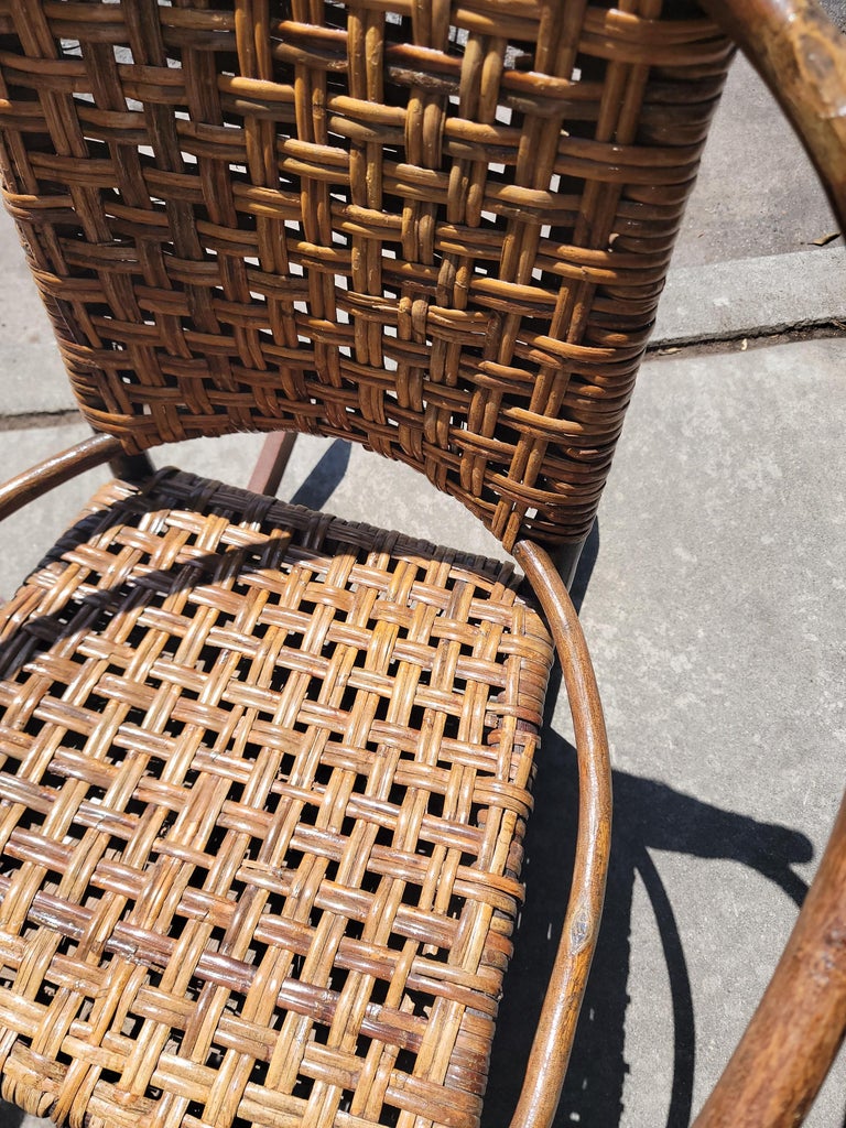 Old Hickory Barrel Back Rocking Chair In Good Condition For Sale In Los Angeles, CA