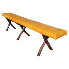Old Hickory Bench  From Pennsylvania W/ Leather Seat