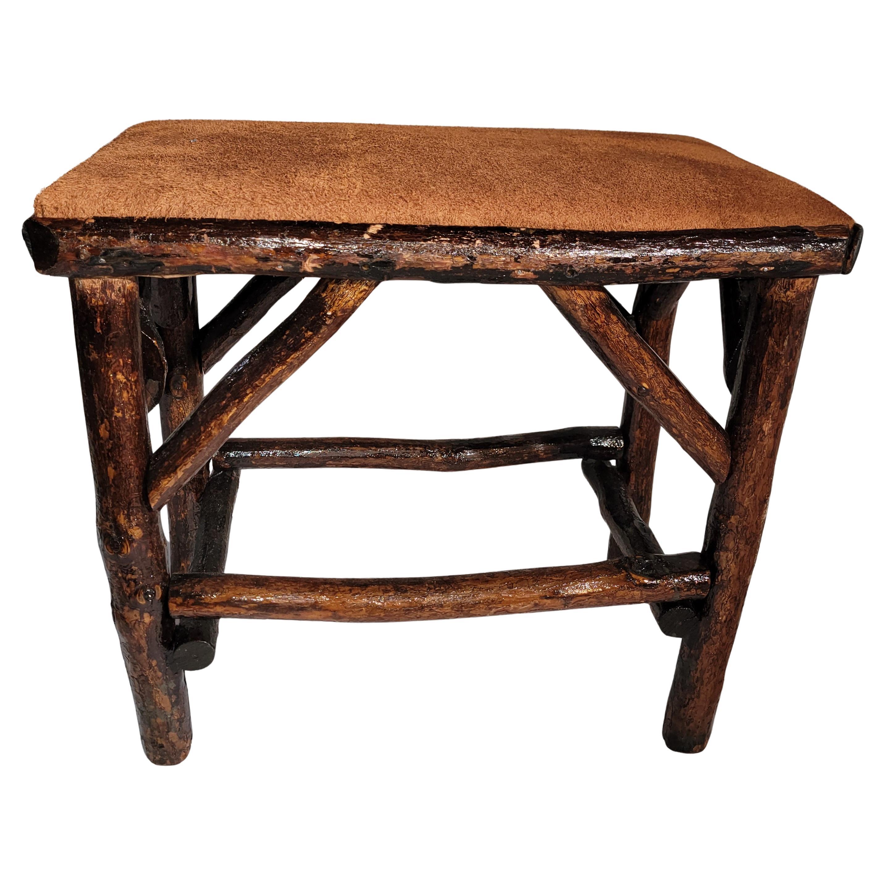Old Hickory Bench W/ Suede Seat