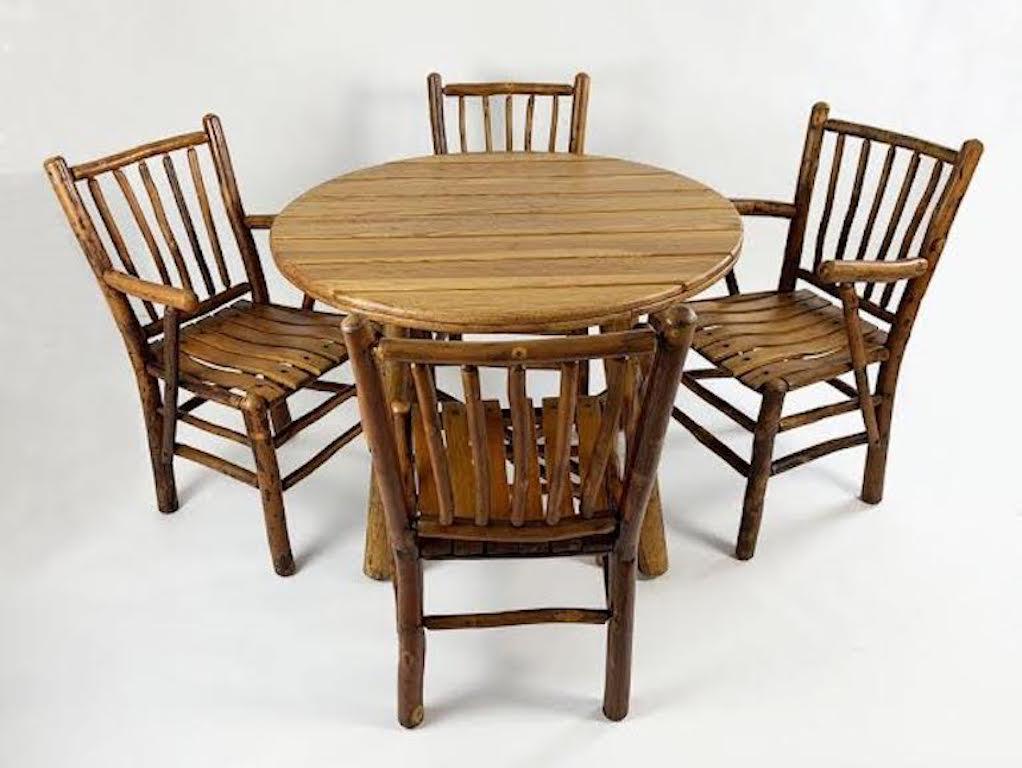 Adirondack Old Hickory Breakfast / Dining Table Set with Four Chairs