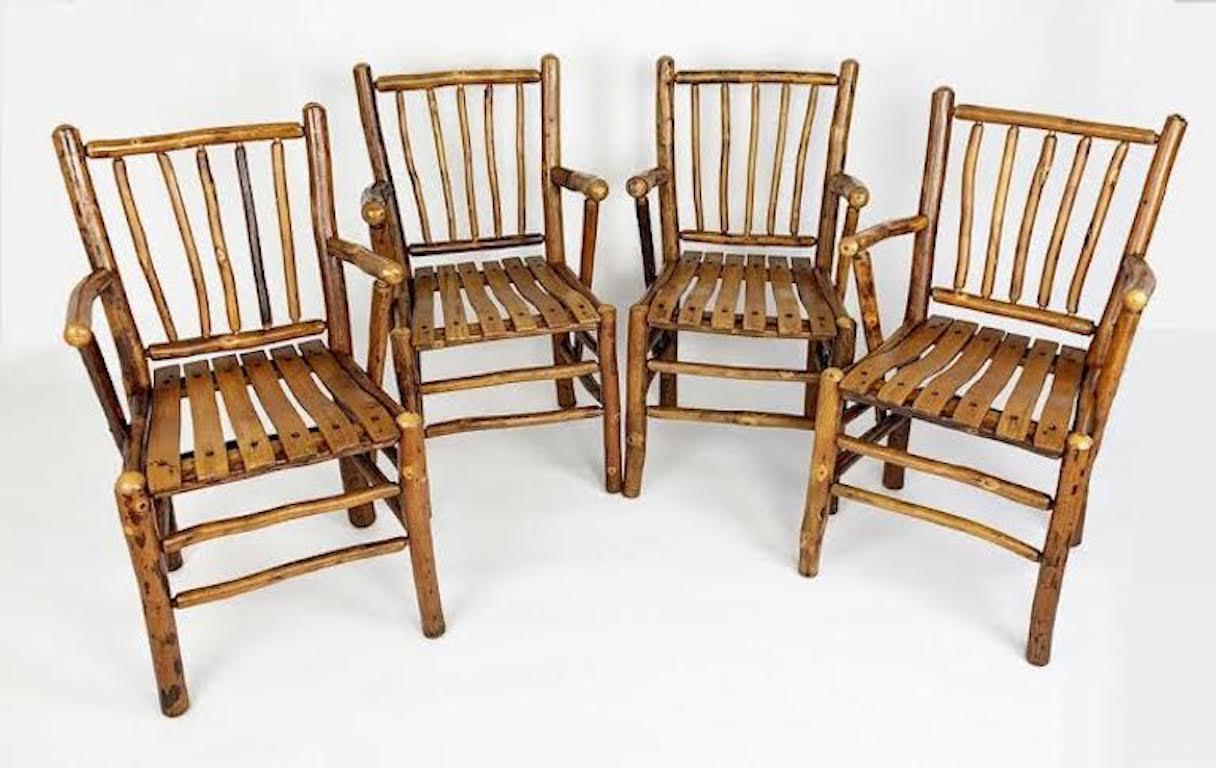 American Old Hickory Breakfast / Dining Table Set with Four Chairs