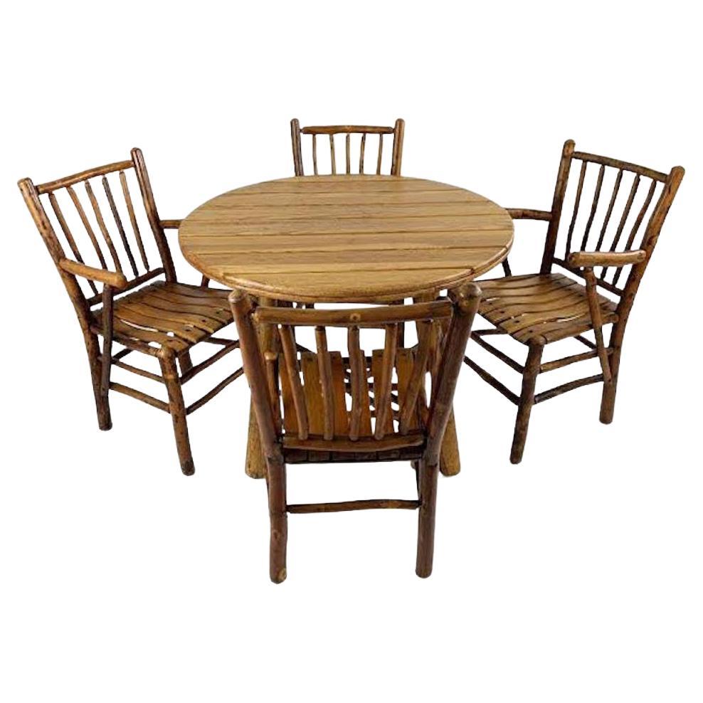 Old Hickory Breakfast / Dining Table Set with Four Chairs