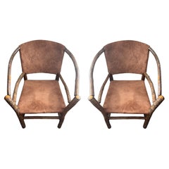 Sedie Old Hickory in  Camoscio marrone  Pelle - Coppia