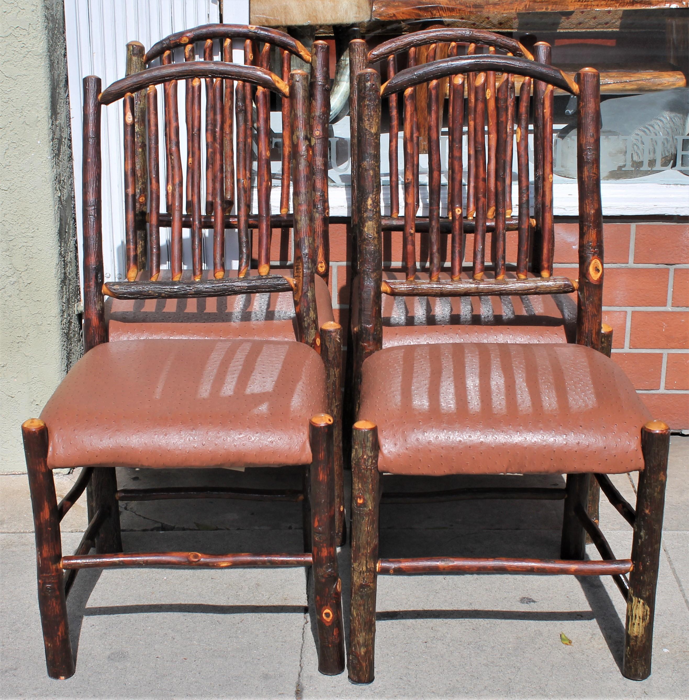 Country Old Hickory Chairs, Set of Four