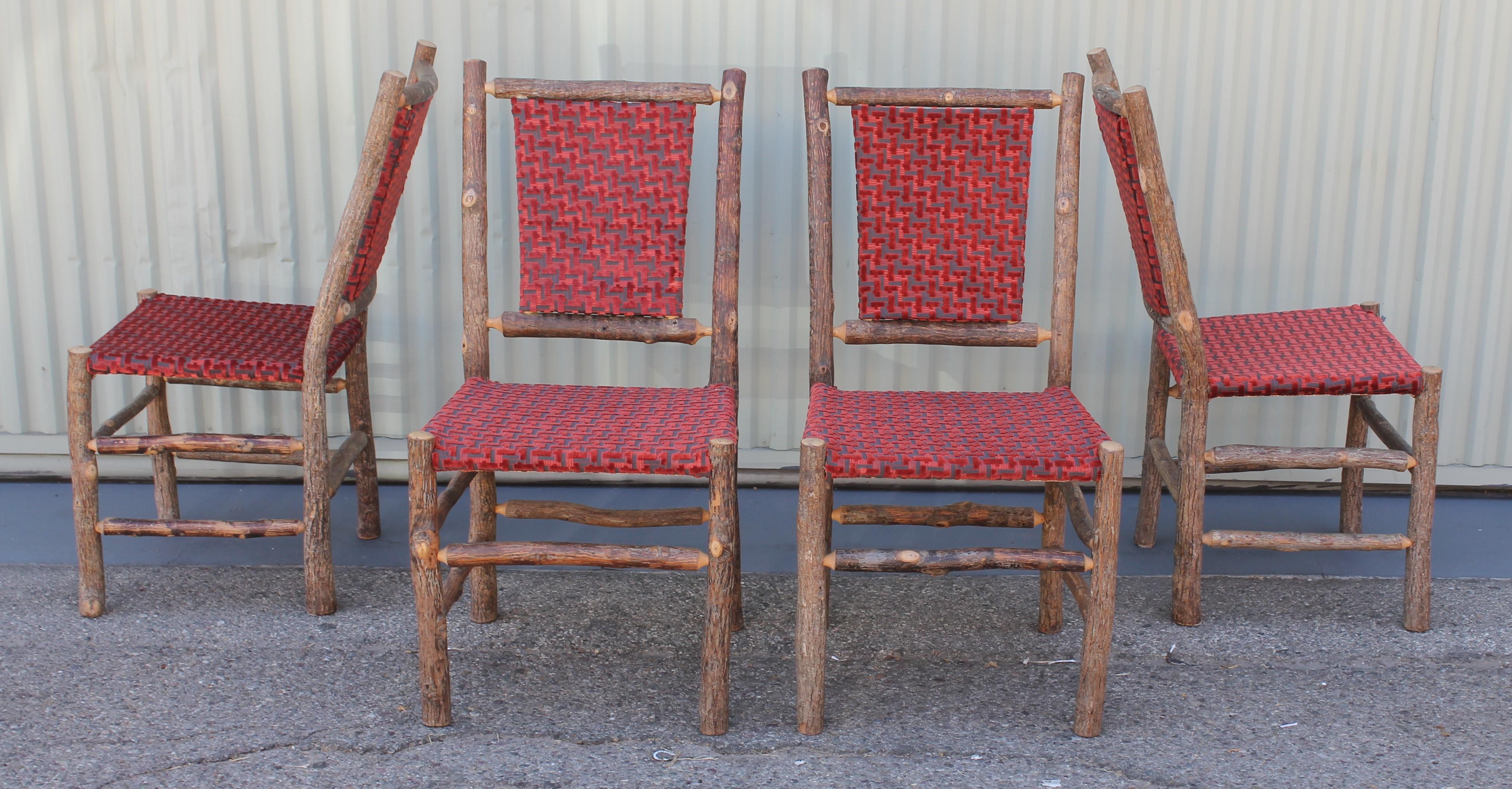 Adirondack Old Hickory Chairs Upholstered Seat and Backs or Set of Four