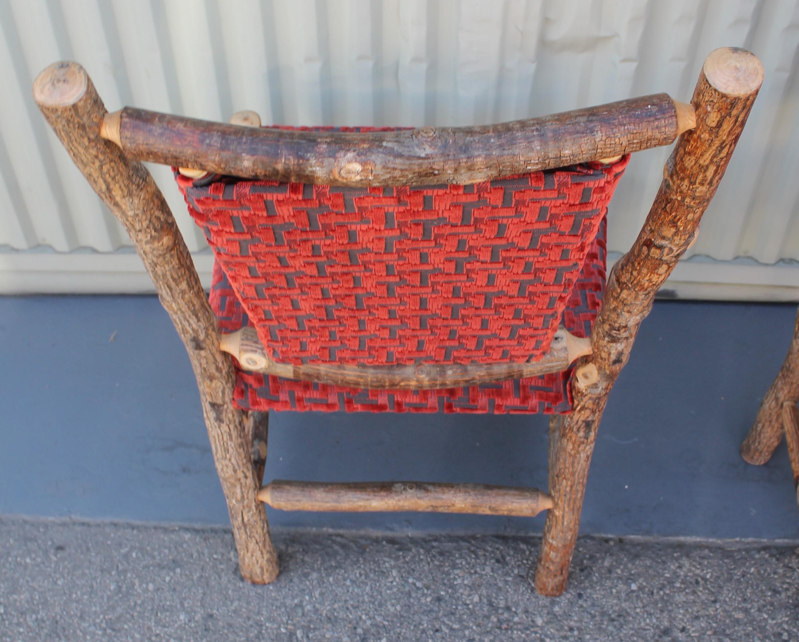 Old Hickory Chairs Upholstered Seat and Backs or Set of Four 2