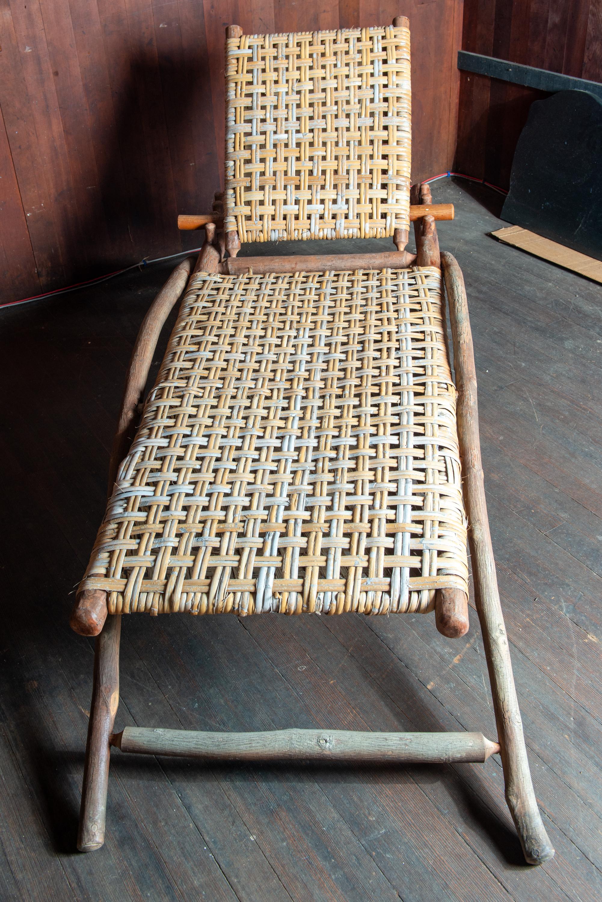 Adirondack Old Hickory Chaise Lounge, Signed For Sale