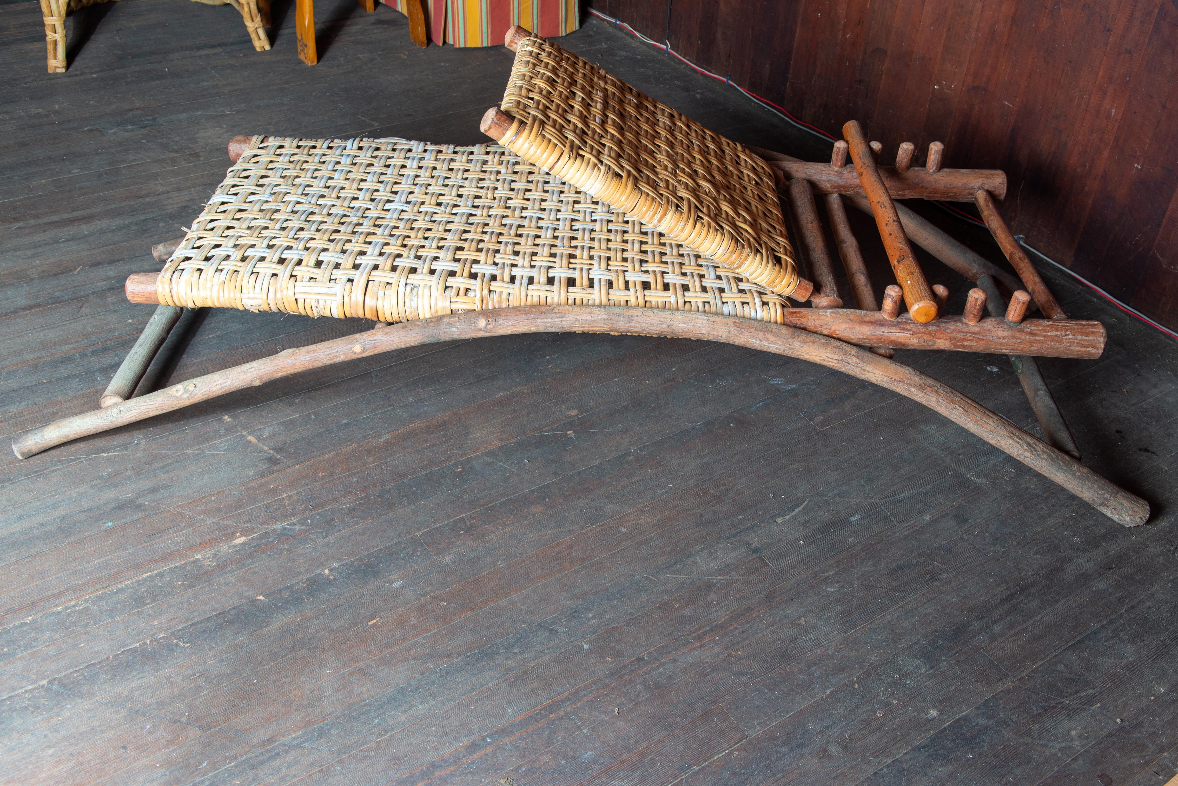 Late 20th Century Old Hickory Chaise Lounge, Signed For Sale