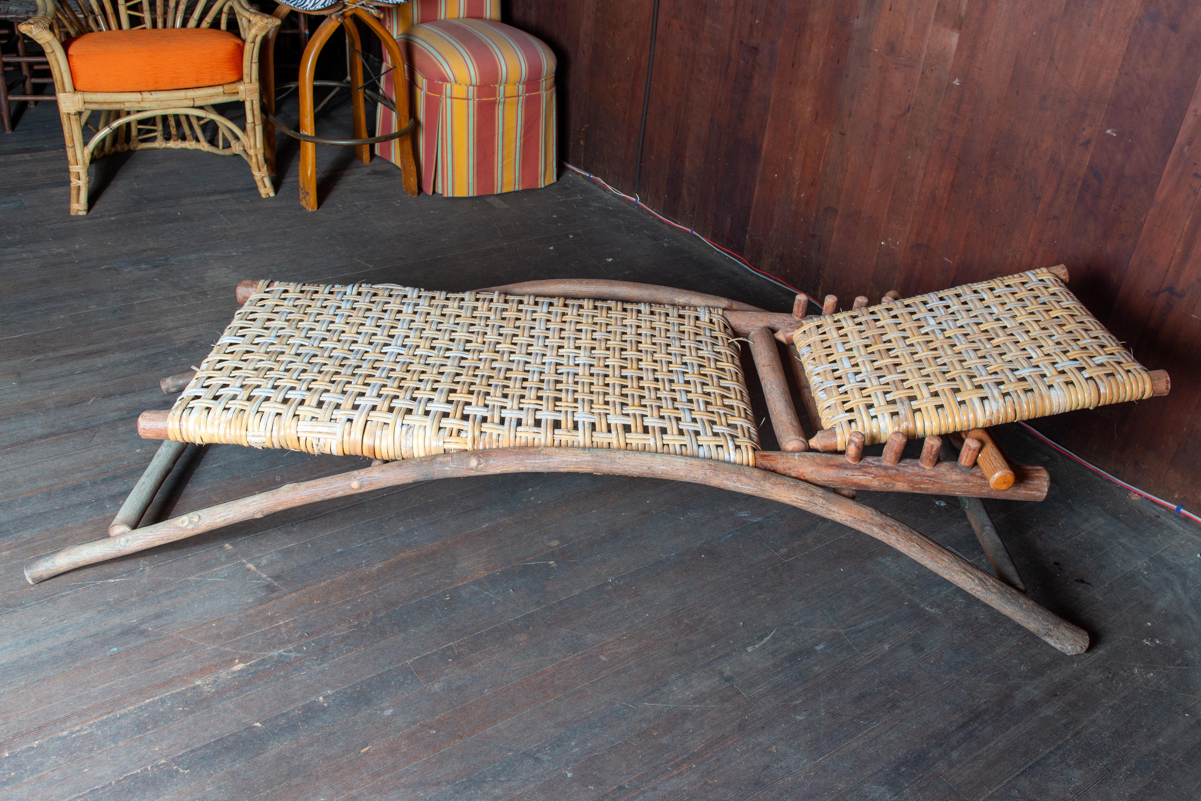 Old Hickory Chaise Lounge, Signed For Sale 3