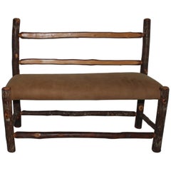 Vintage Old Hickory Child's Bench With Suede Seat