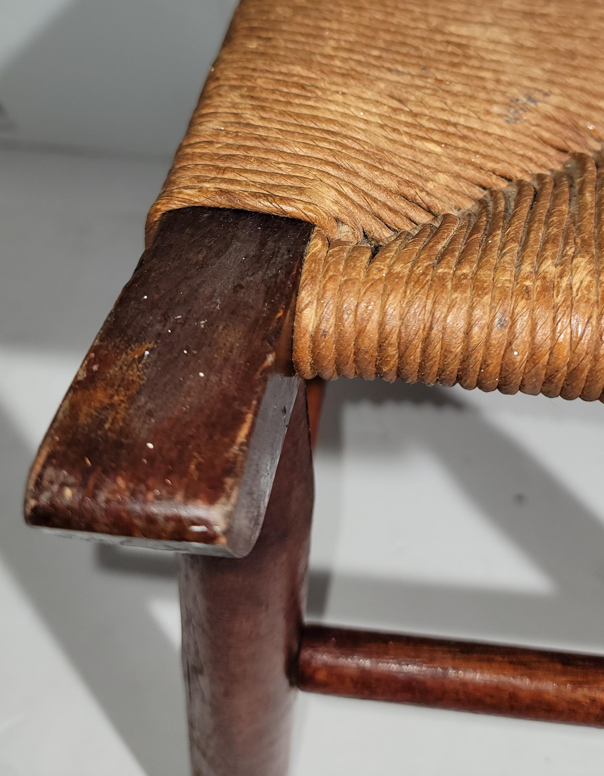 Old Hickory Foot Stool W/ Original Hand Woven Seat 1