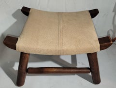 Old Hickory Foot Stool With Suede