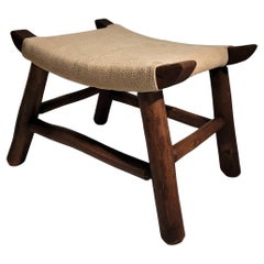 Old Hickory Foot Stool With Suede
