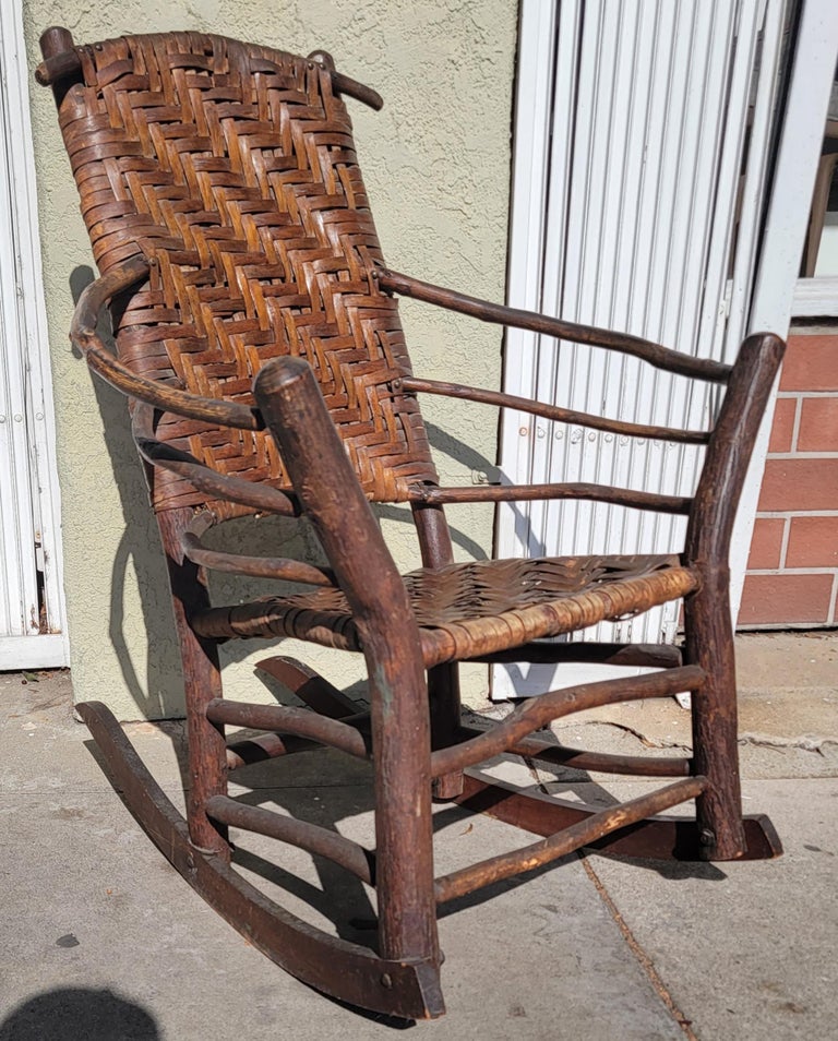 Beautiful old hickory high back rocking chair. Great condition. Strurdy.