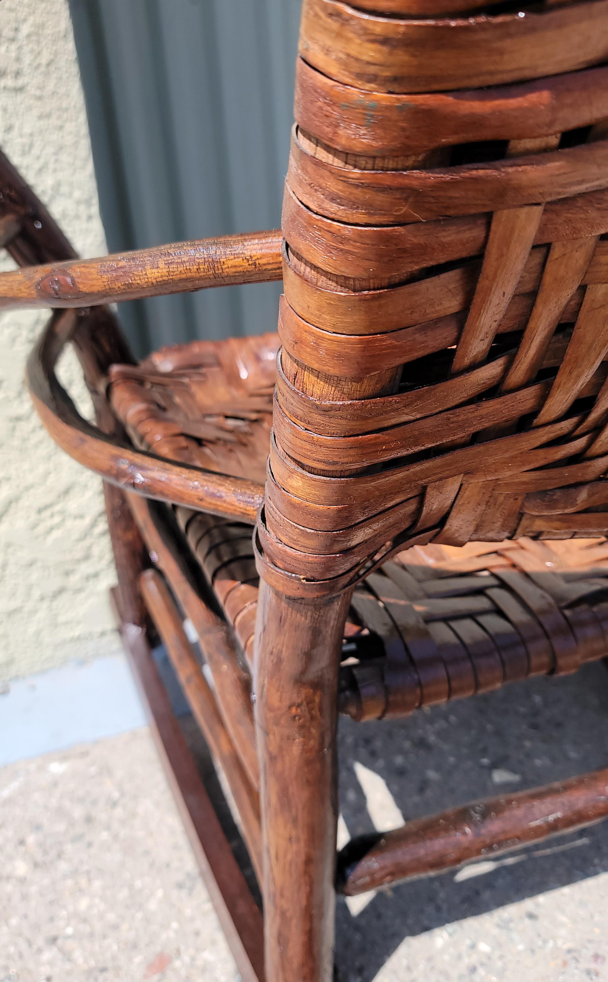 Hand-Crafted Old Hickory High Back Rocking Chair