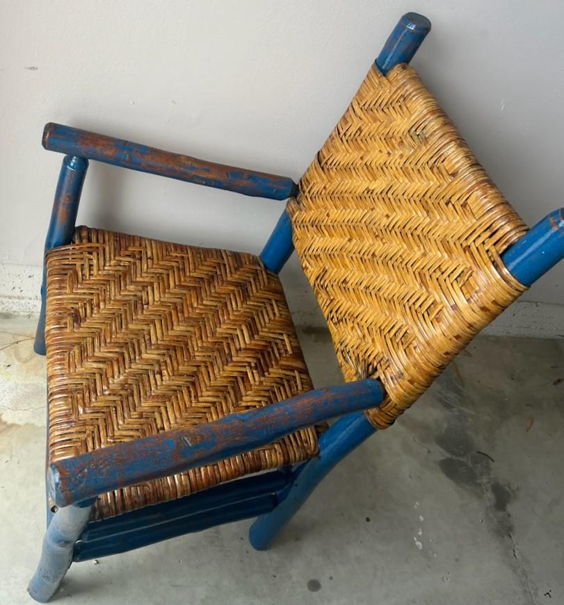 American Old Hickory Original Blue Painted Arm Chair
