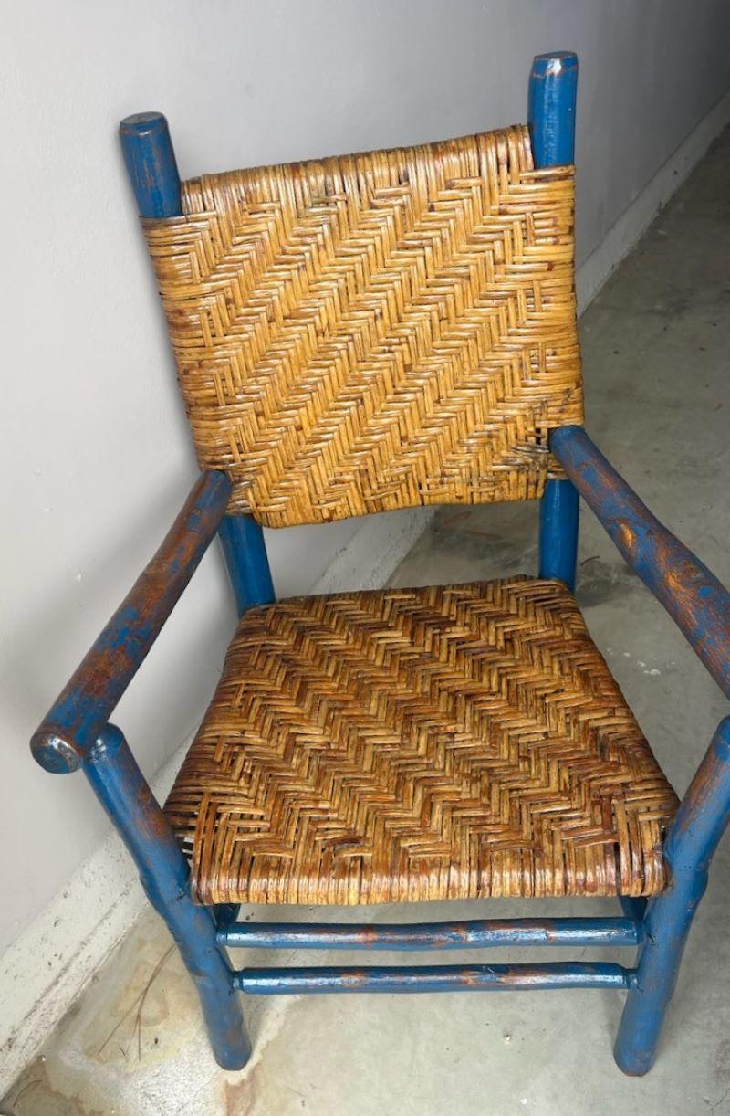 Old Hickory Original Blue Painted Arm Chair In Good Condition In Los Angeles, CA
