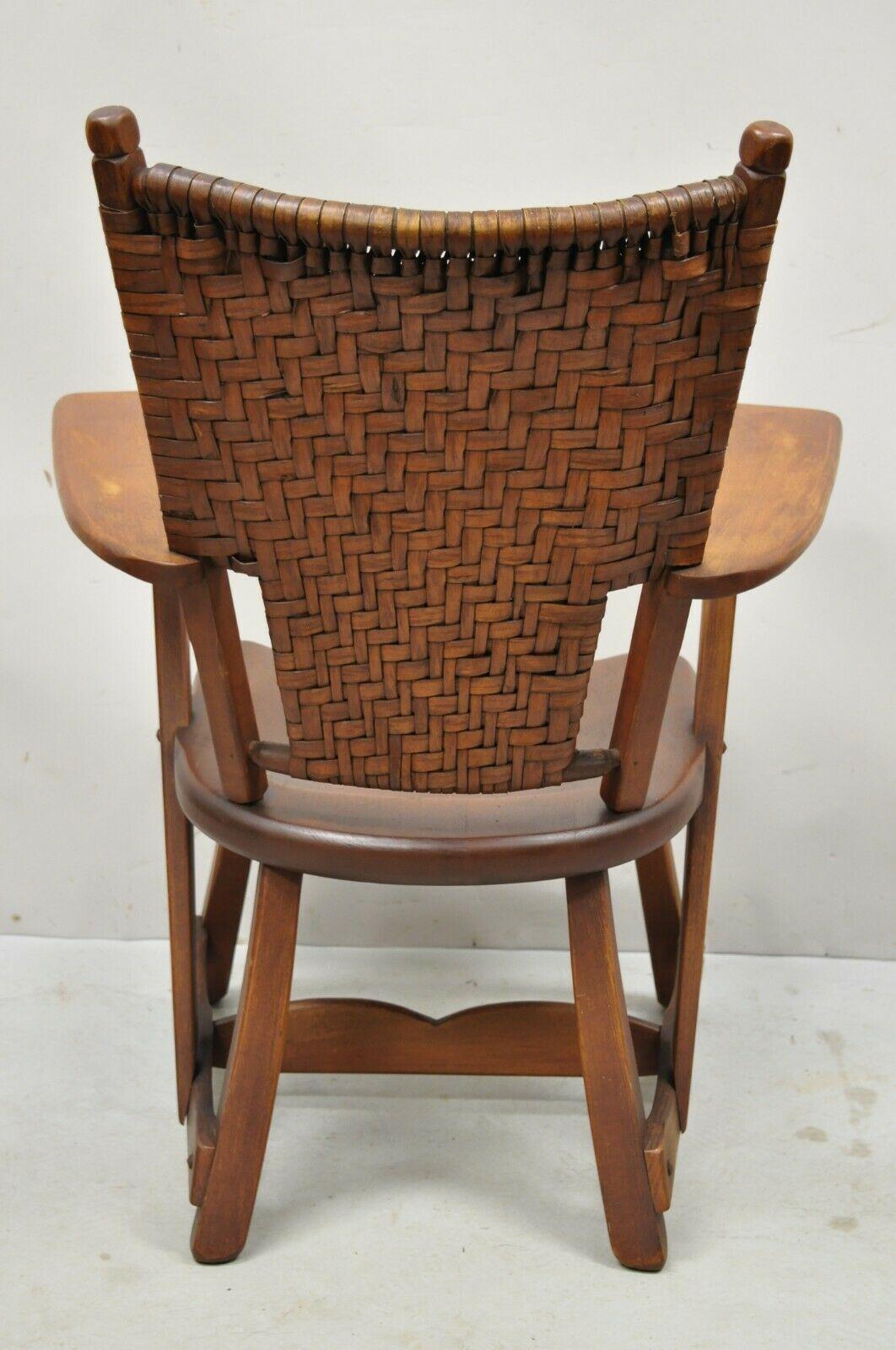 Old Hickory Paddle Arm American Provincial Woven Arm Chair Martinsville 3