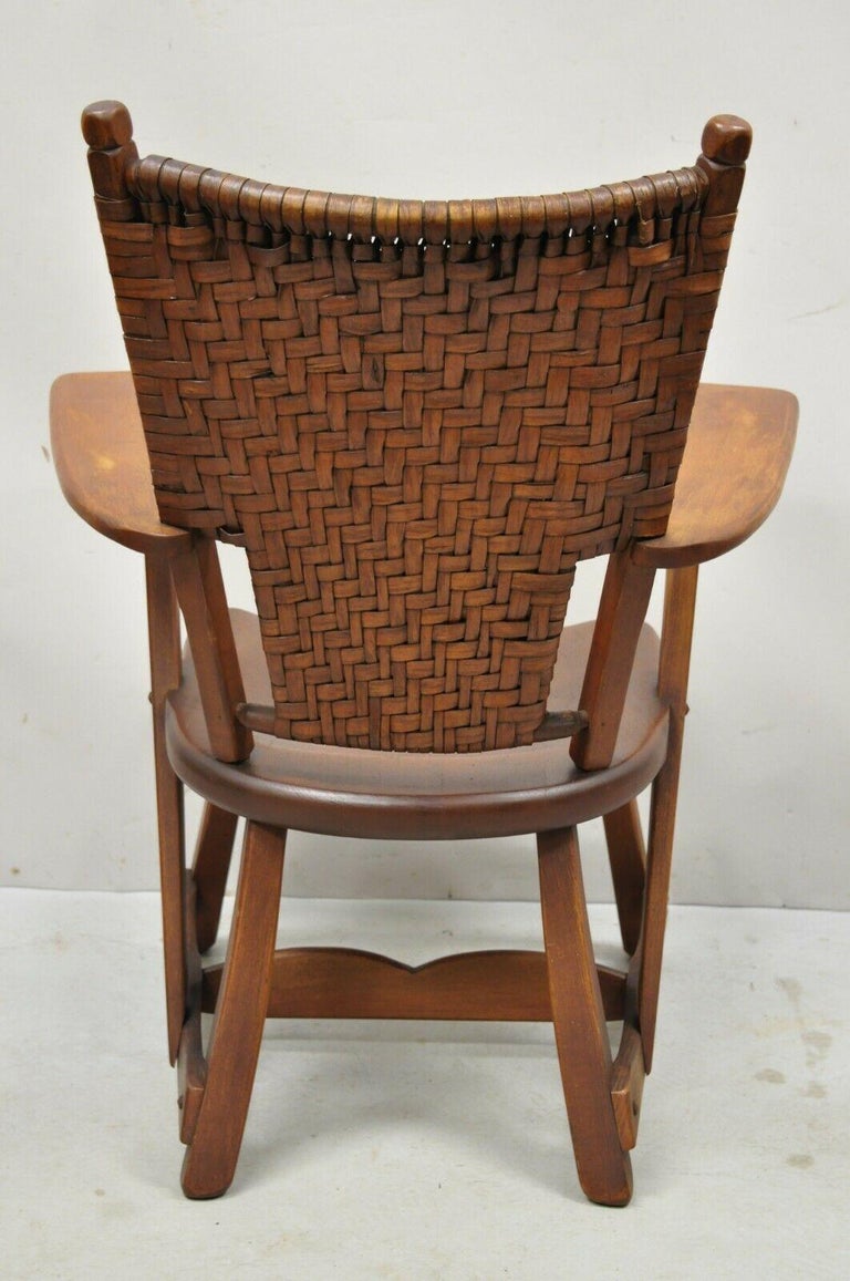 Old Hickory Paddle Arm American Provincial Woven Arm Chair Martinsville 4