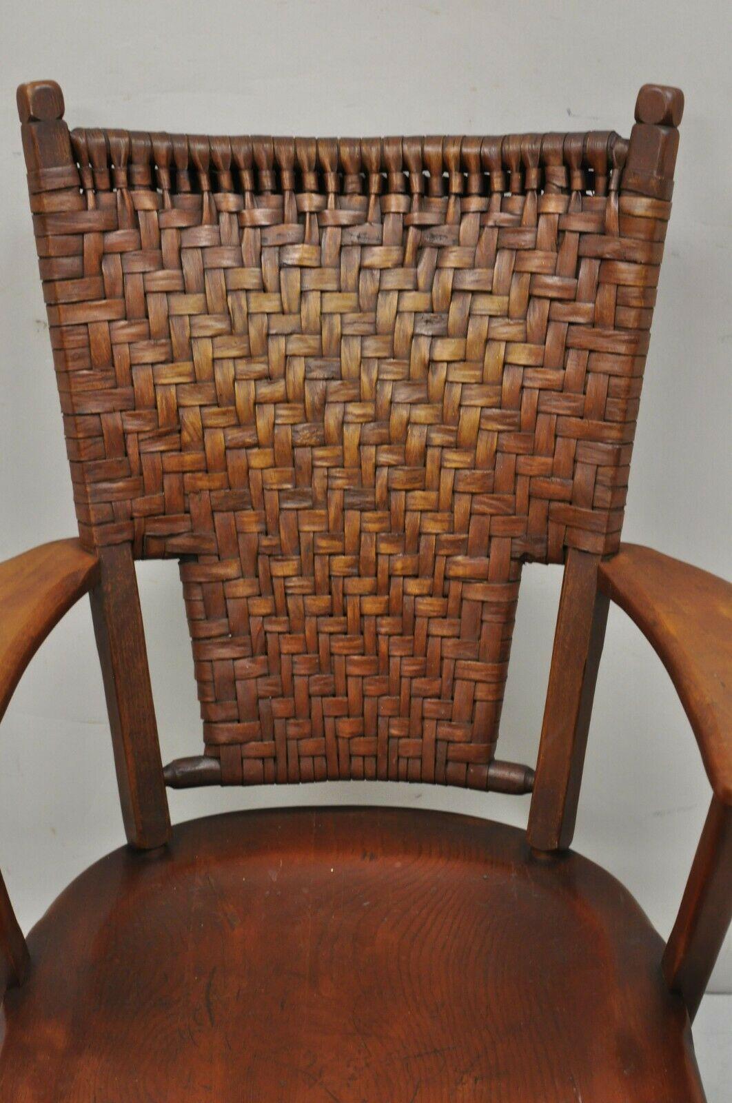 Old Hickory Paddle Arm American Provincial Woven Arm Chair Martinsville 4