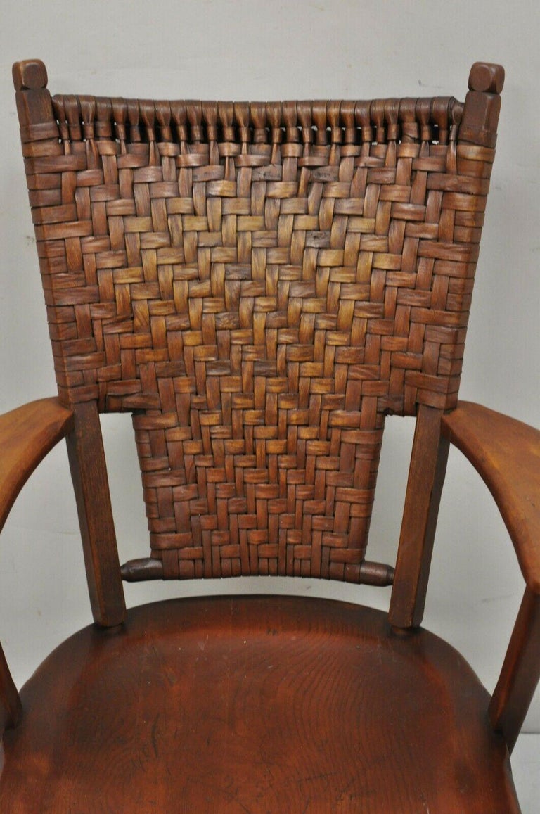 Old Hickory Paddle Arm American Provincial Woven Arm Chair Martinsville 5