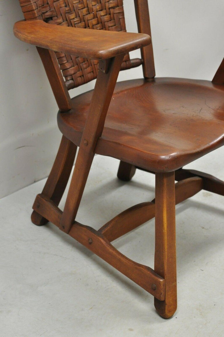 Old Hickory Paddle Arm American Provincial Woven Arm Chair Martinsville In Good Condition In Philadelphia, PA