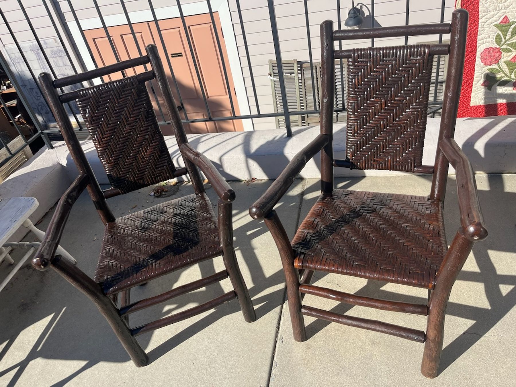 American Old hickory Pair of Arm  Chairs  For Sale