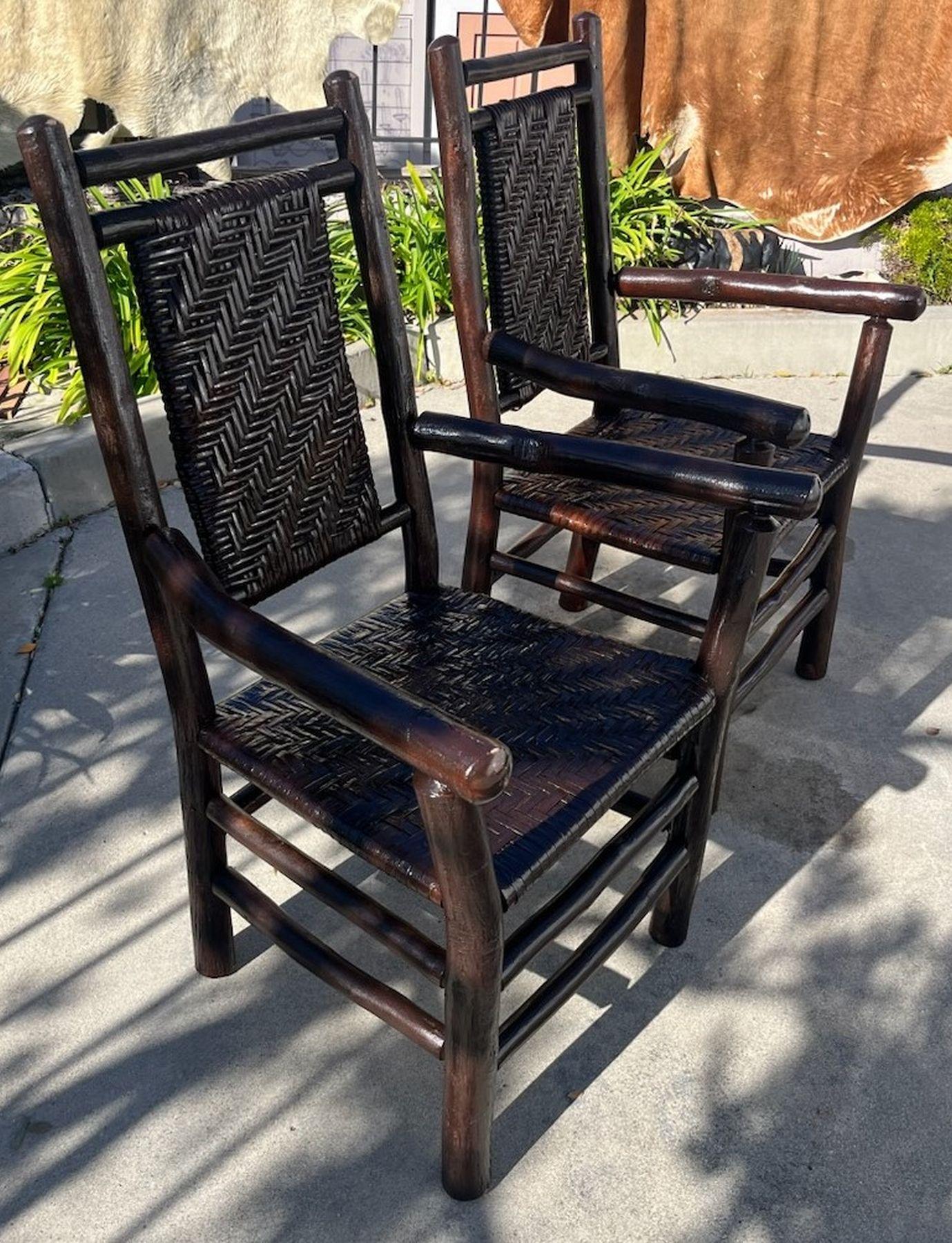 Old hickory Pair of Arm  Chairs  In Good Condition For Sale In Los Angeles, CA