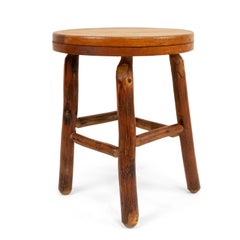 Old Hickory Round Oak Stools