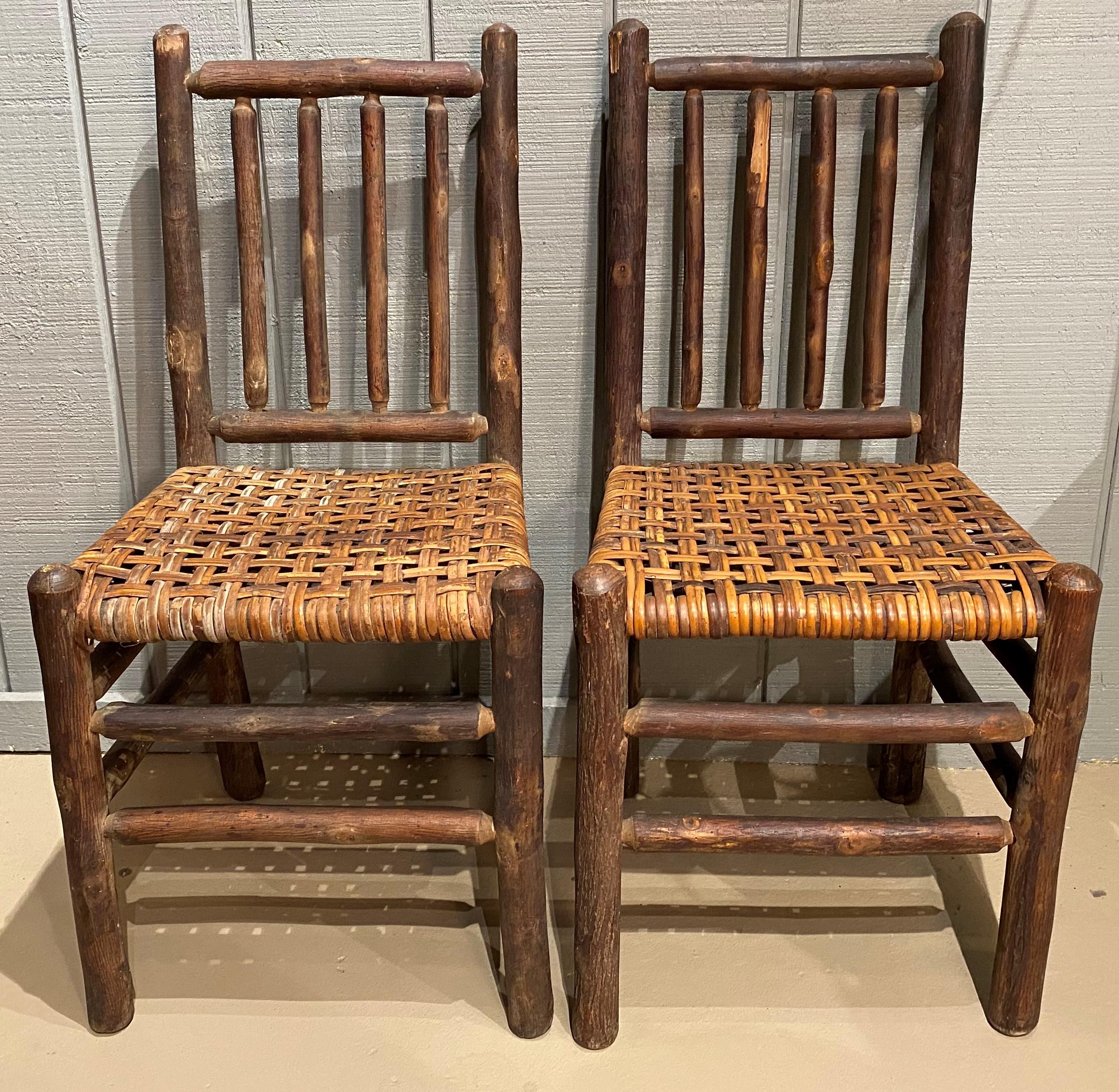 Old Hickory Rustic Davenport Form Table with Two Matching Chairs, circa 1940s 2