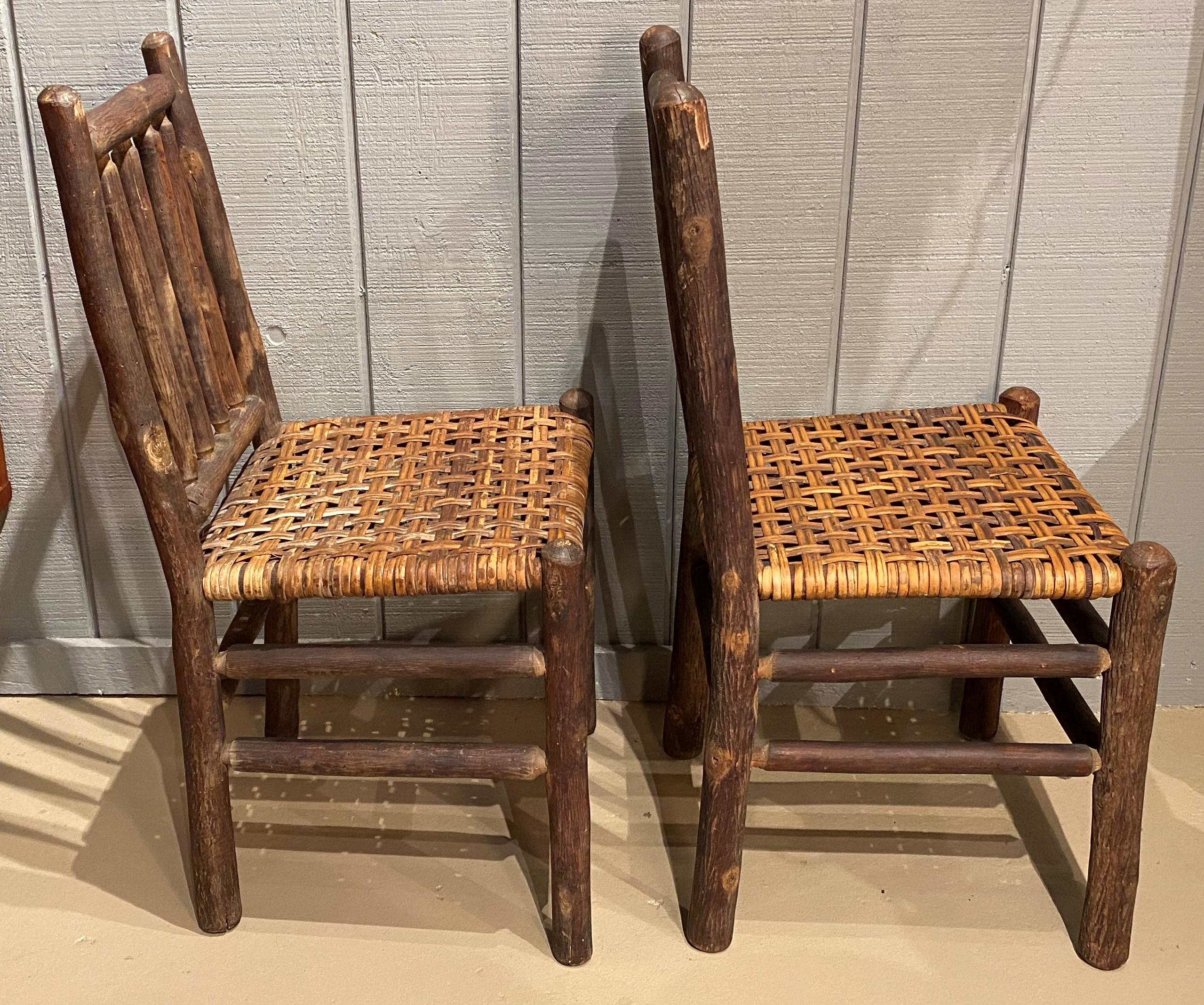 Old Hickory Rustic Davenport Form Table with Two Matching Chairs, circa 1940s 3