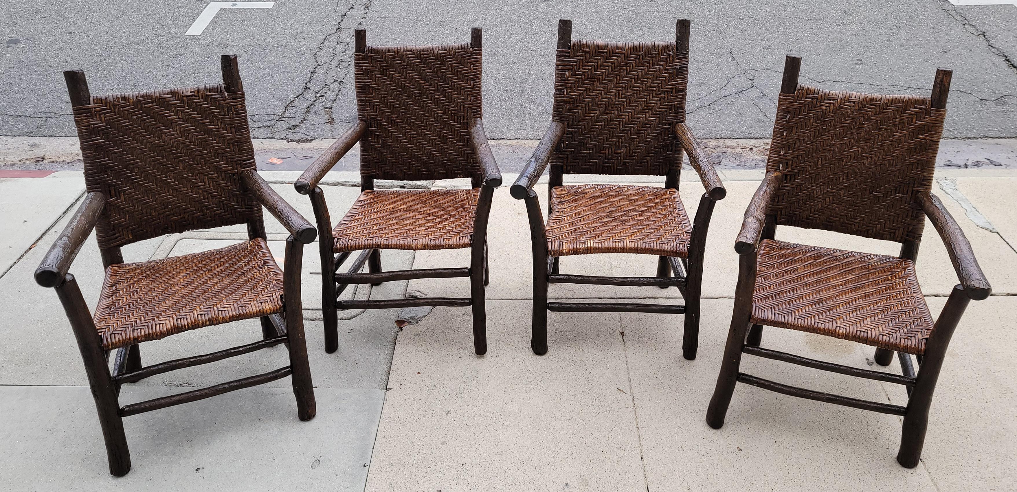Old Hickory Set of Four Armchairs