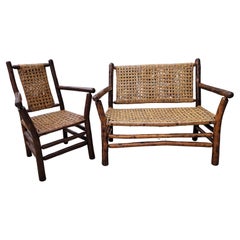 Canapé et accessoires Old Hickory  Chaise d'appoint ( Signé )
