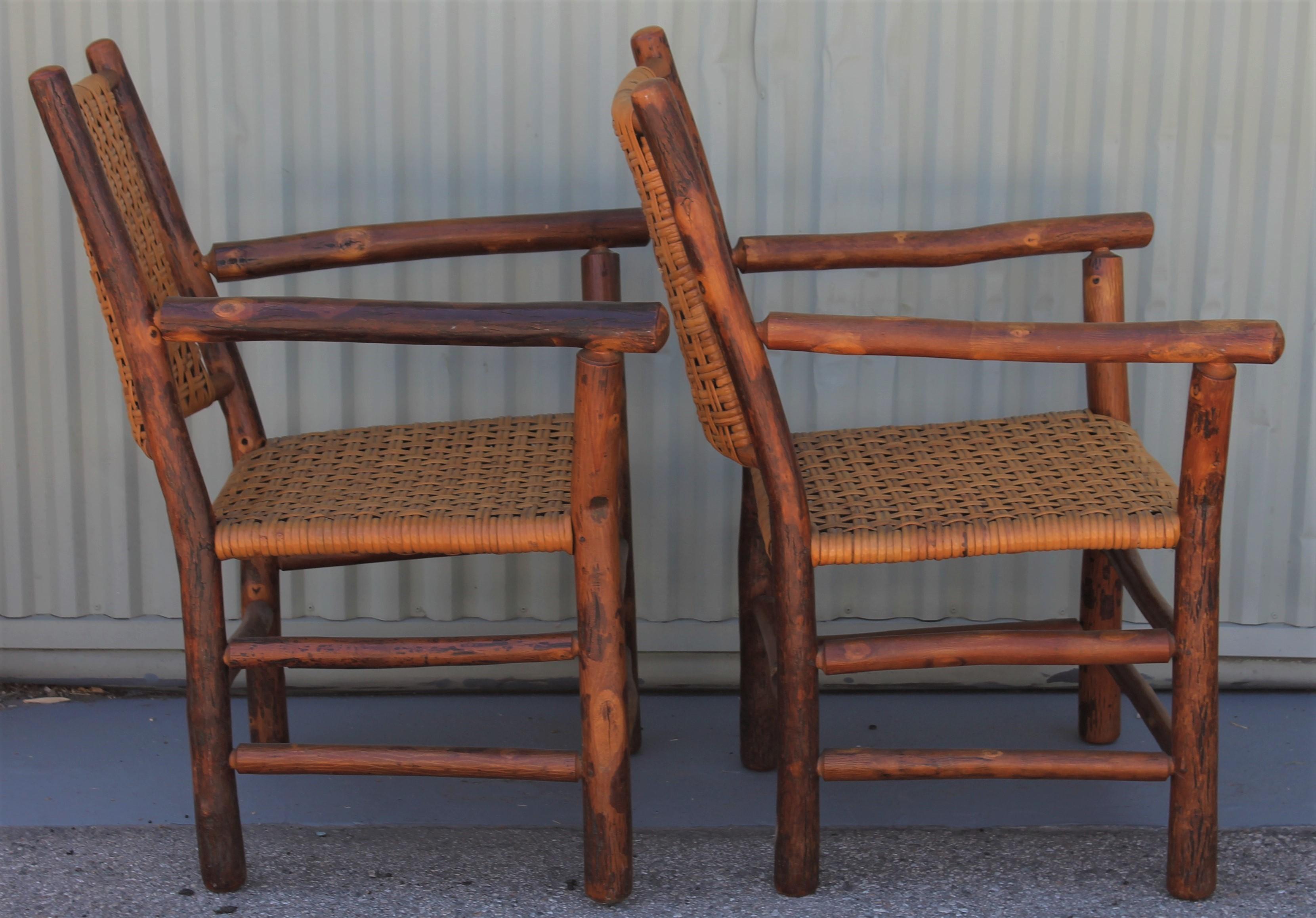 Adirondack Old Hickory Side Chairs, Pair