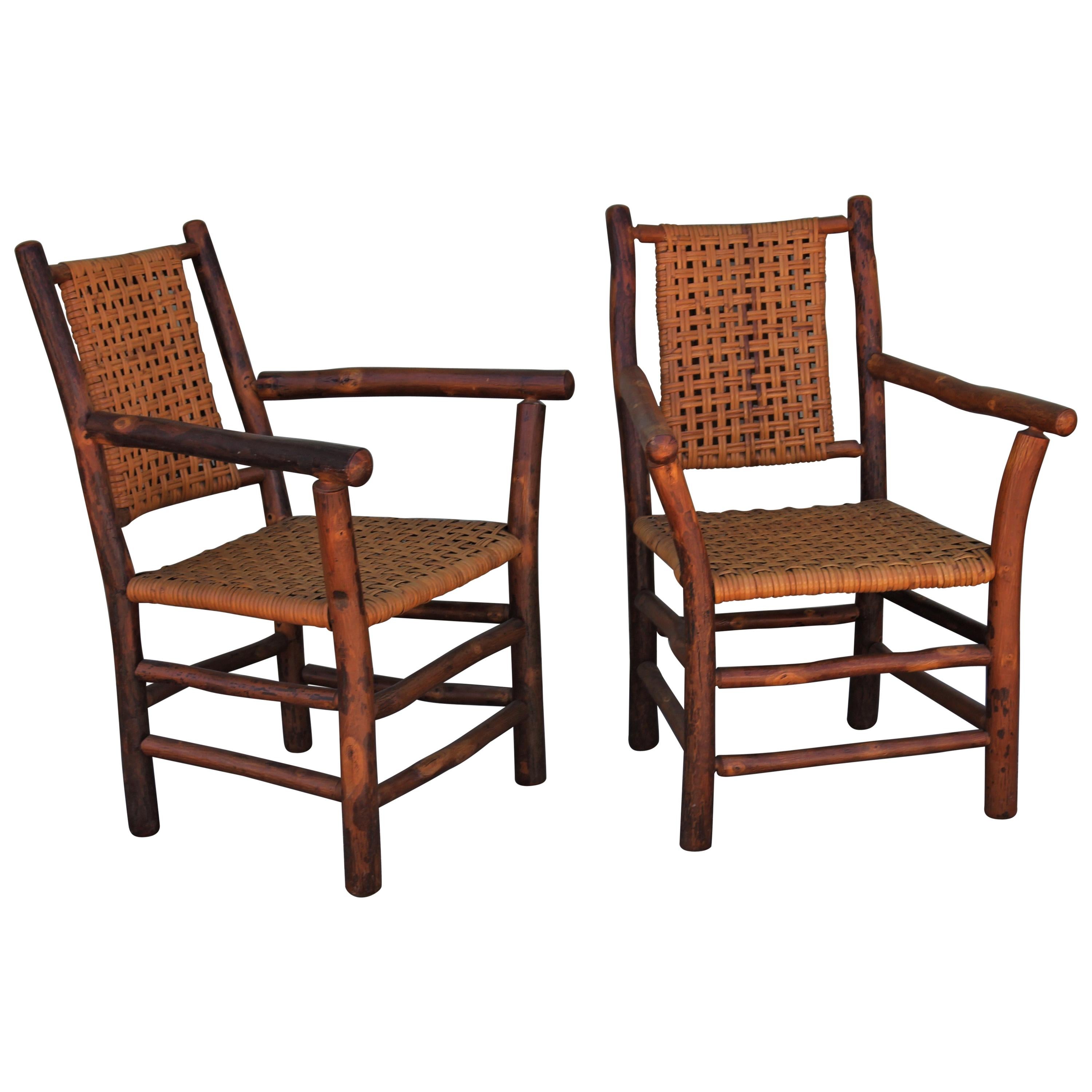 Old Hickory Side Chairs, Pair