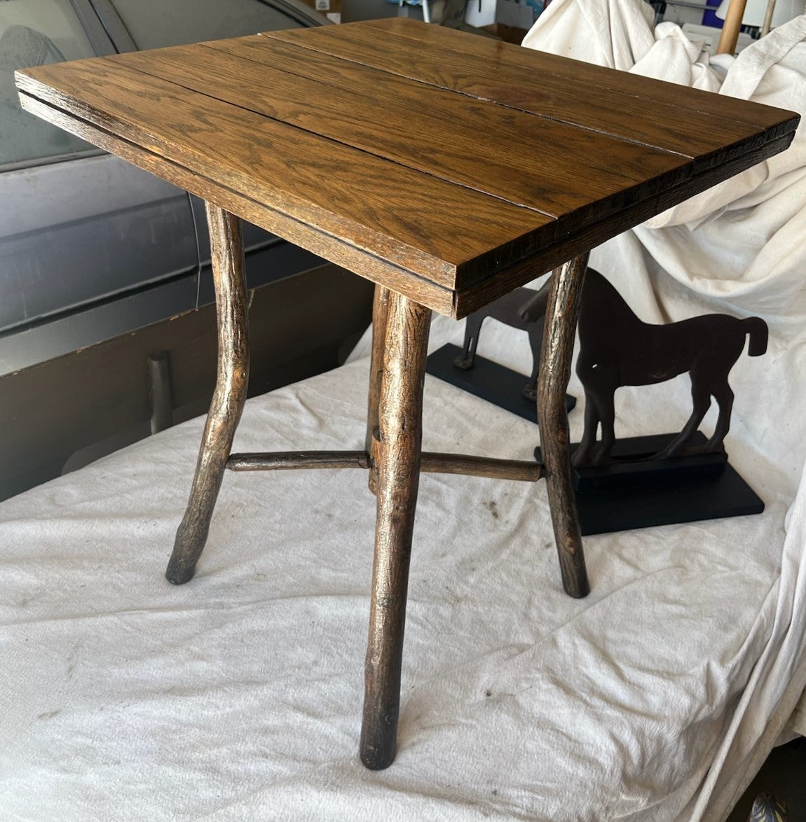 Mid-20th Century Old Hickory Side Table with Old Hickory Co. Tag For Sale