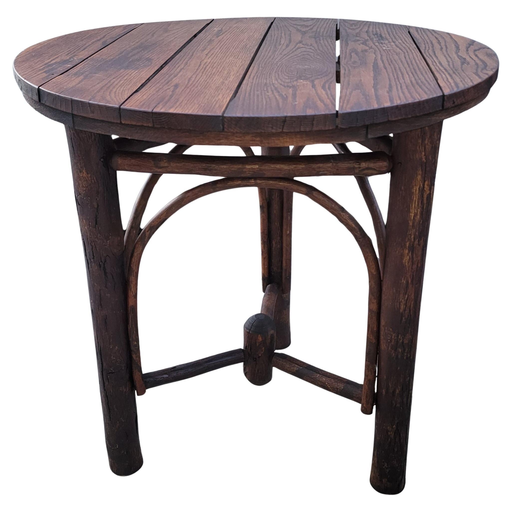 Old Hickory Slat Wood Top Round Center Game Table